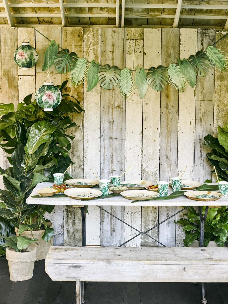 Tropical Leaf Garland / Tropical Leaf Banner / Tropical Banner Etsy