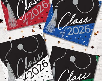 Class of 2026 Graduation Napkins | 6.5" | 36 Pack | Graduation Party Supplies | Grad Party Napkins | Red | Blue | Green | Silver