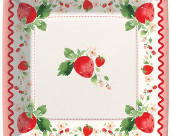 Berry Sweet Strawberry Dinner Plates | Berry First Birthday Decorations | Strawberry Party Plates | 16 Dinner Plates