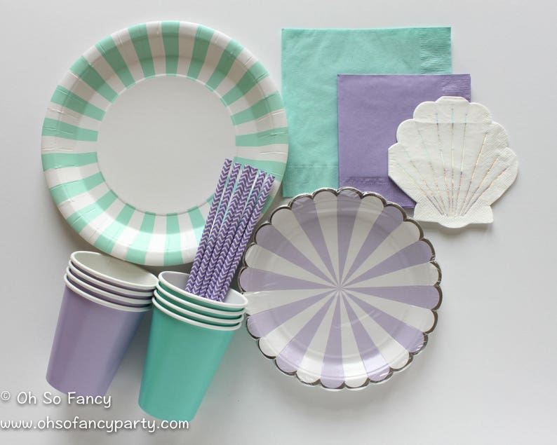 Mint Green Dinner Plates / Mint Tableware / Mint Striped Party Etsy
