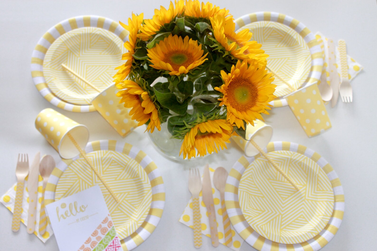 Yellow Dinner Plates / Yellow Paper Plates / Yellow Striped Etsy