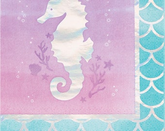 Seahorse Napkin / Mermaid Napkin / Mermaid Small Napkins / Mermaid Party Napkins / Mermaid Party / Mermaid Party Decorations / Under the Sea