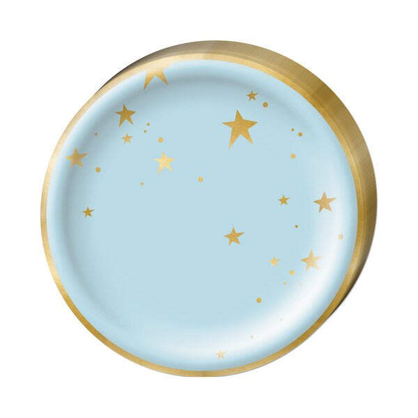 Twinkle Twinkle Little Star Plates / Twinkle Party Plate / It's A Boy / Baby Boy's First Birthday / Baby Boy Light Blue & Gold Twinkle Plate