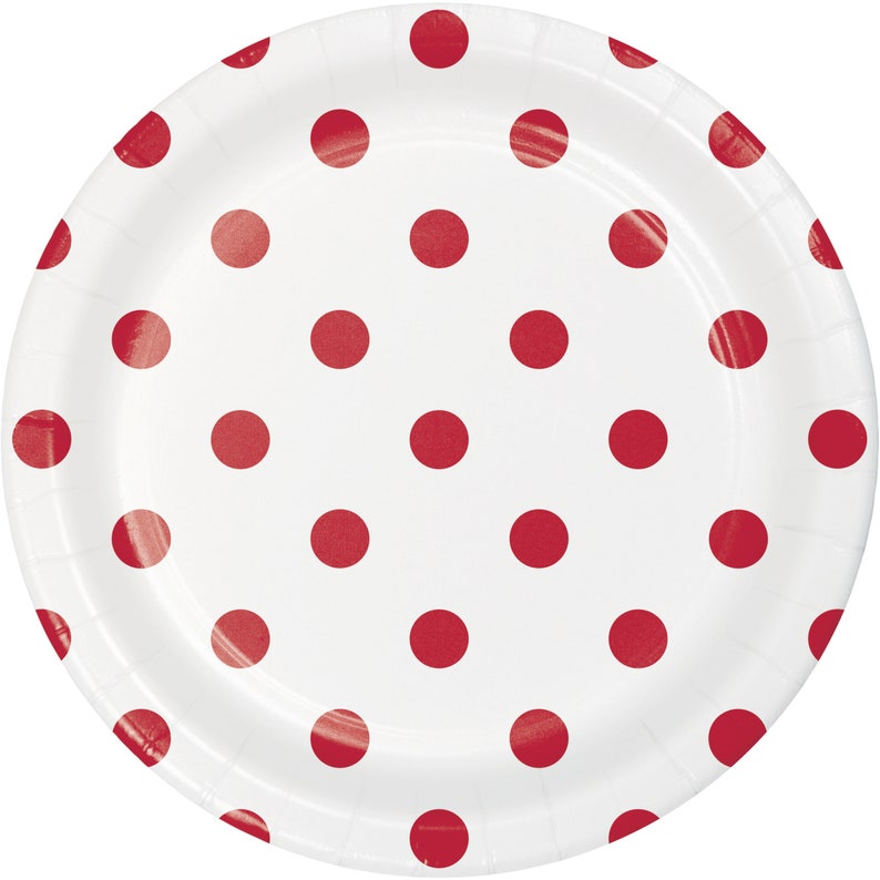 Red Polka Dot Small Plates / Red Paper Plate / Dessert Plate / Etsy