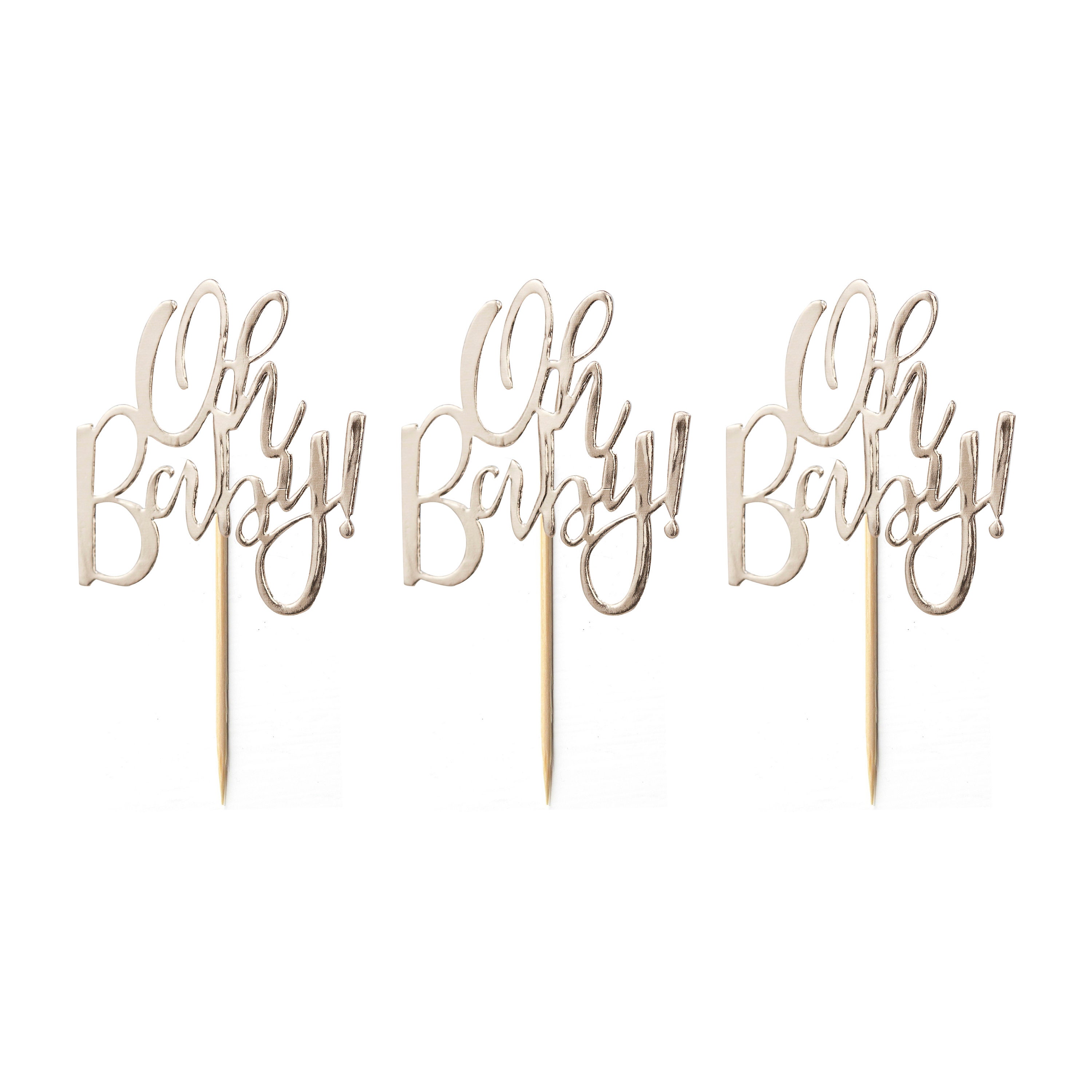 Oh Baby Gold Cupcake Toppers (set of 12) / Baby Shower Cupcake Topper…