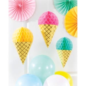 Ice Cream Cone Honeycombs / Hanging Party Decor / Ice Cream Decor / Ice Cream Party / Baby Sprinkle