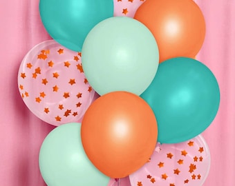 Showgirl Balloon Set | Disco Party Balloons | Retro Glam Decor | Confetti Balloons | Birthday Bachelorette Party Supplies | 24 Balloons