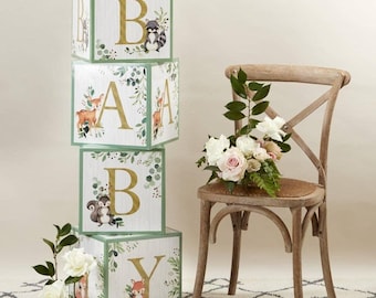 Forest Animals Baby Shower Block Set / baby shower decor/gender neutral baby shower / baby animals / woodland baby shower / baby shower
