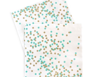 Mint and Gold Confetti Napkins / Mint and Gold / Confetti Napkins / Baby Shower Napkin / Bridal Shower Napkin