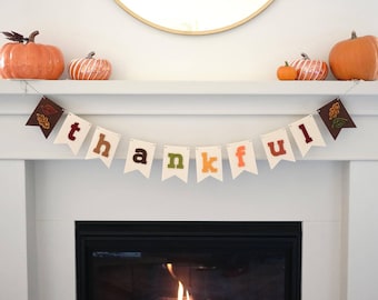 Thankful Felt Banner / Thanksgiving Garland / Thankful Decor / Thanksgiving Celebration Decoration / Thankful Thanksgiving / Thanksgiving