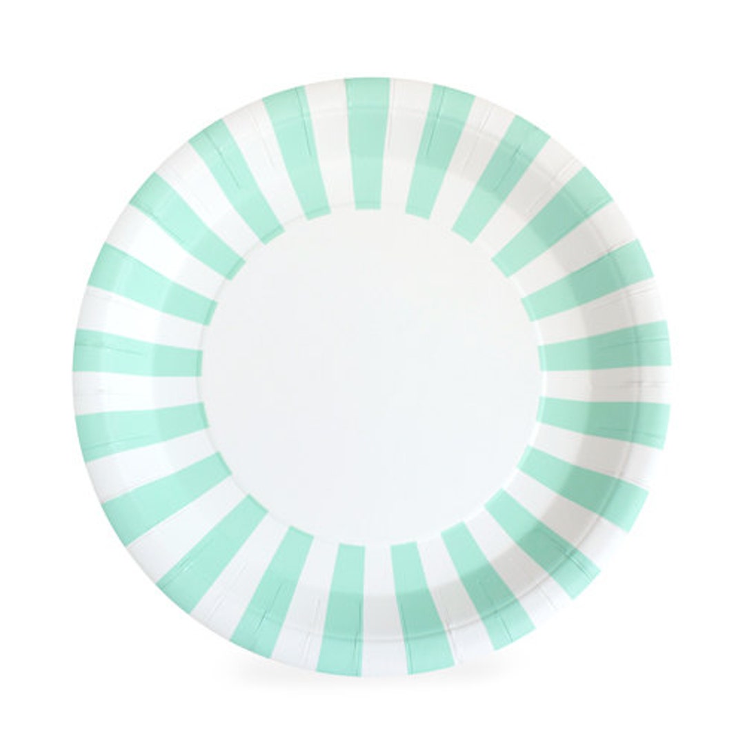 Mint Green Dinner Plates / Mint Tableware / Mint Striped Party Plates