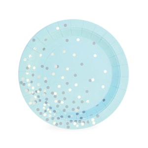 Blue Confetti Dessert Plates / Blue and Silver / Light Blue Confetti Plate / Blue Confetti Plate / Blue Plate / Baby Shower Plate