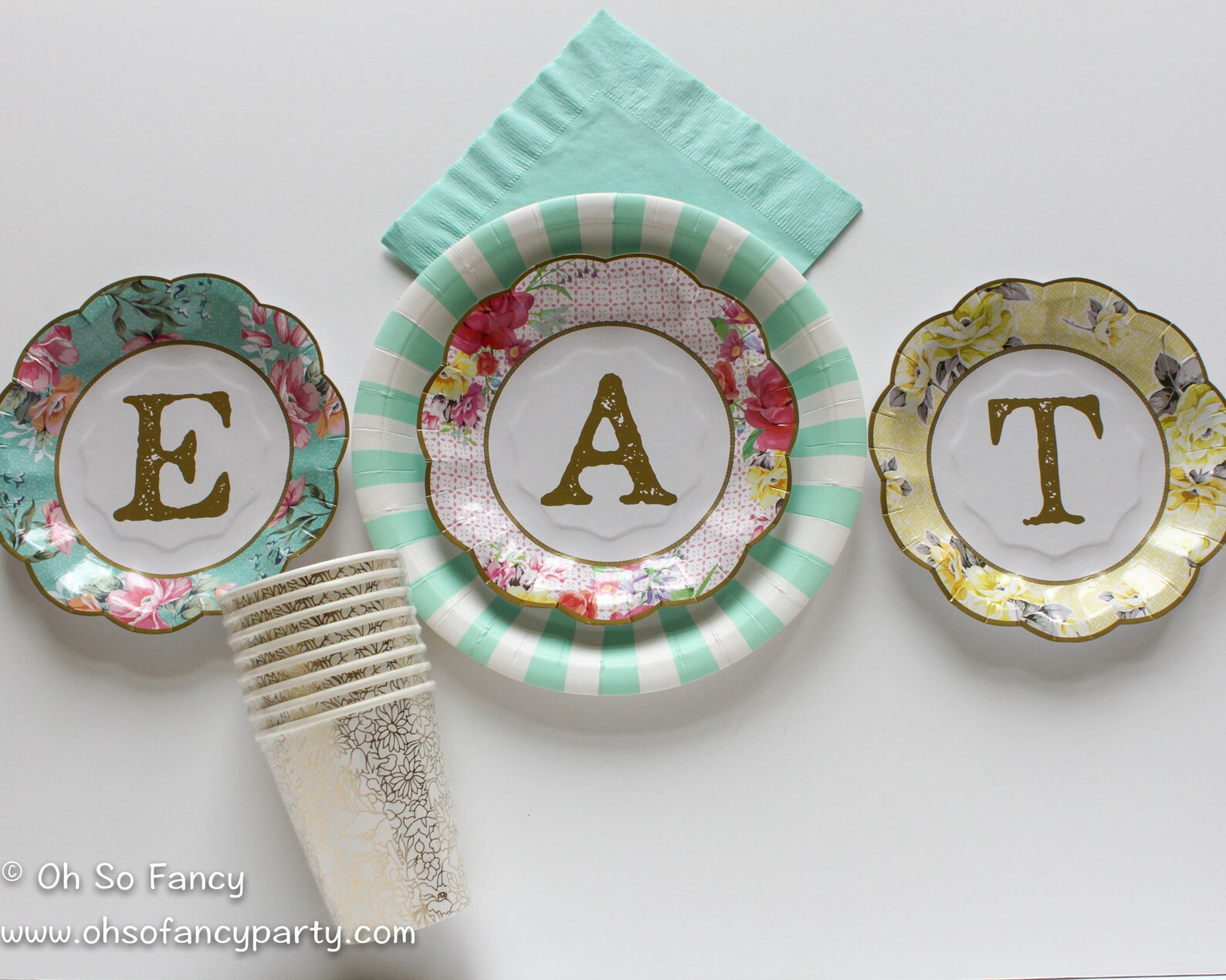 Mint Green Dinner Plates / Mint Tableware / Mint Striped Party Etsy
