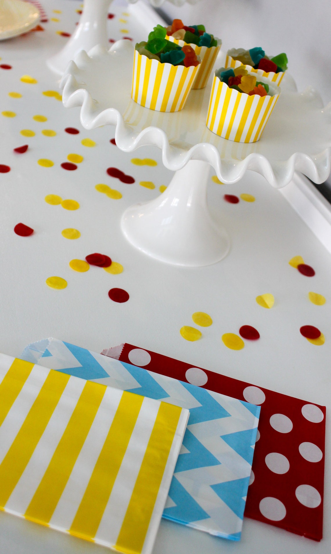 Yellow Striped Favor Bag / Yellow Favor Bag / Yellow Treat Bag Etsy