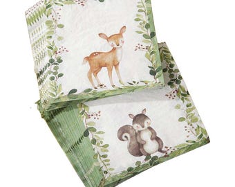 Forest Animals Baby Shower Napkins / Baby Shower Napkins / Baby Animal Baby Shower /Baby Boy Shower /Baby Girl Shower /Gender Neutral Shower