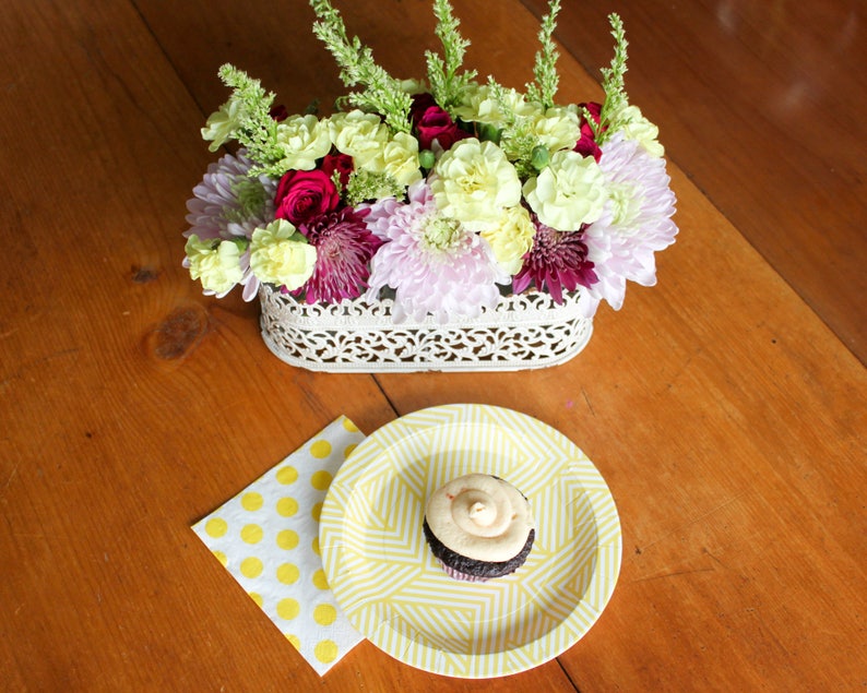 Hello Yellow Dessert Plates / Yellow Pattern / Dessert Plate Etsy