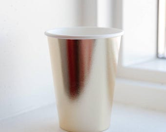 Gold Party Cups / Anniversary Cups / Baby Shower Paper Cups / Bridal Shower Cups / Baby  Shower / Pink and Gold Baby Shower / Gold Party