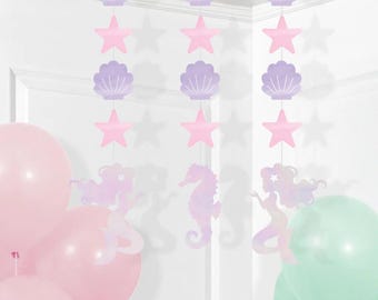 Mermaid Decorations / Mermaid Hanging / Mermaid Party / Mermaid Party Decorations / Under the Sea / Purple and Pink / Purple Mermaid