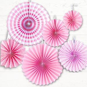 Pink Paper Fan Decorations | Girls Birthday Backdrop | Pink Party Decor | Baby Shower Decor | Princess Party | Pony Theme
