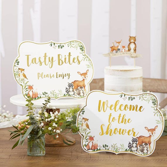 Woodland Baby Décor Sign Kit for Baby Showers | Forest Animals Baby Shower Decor | Woodland Baby Animals Party Signs | Baby Shower Decor