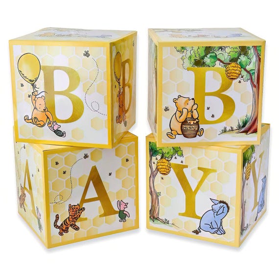 Honey Bear Baby Blocks Shower Decor Boxes | A Little Honey is on the Way Shower Decor | BABY Shower Decor | Gender Neutral Baby Shower Decor