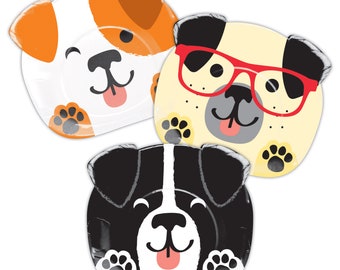 Dog Party Plates | Puppy Birthday Plates | Dog Themed Party Supplies | Kids Birthday Decorations | Puppy Party Tableware 8 Pack