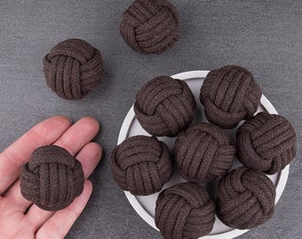 4cm Brown Macrame Monkey Fists – Set of 10 Rope Knots for Trendy Party, Home Decor and DIY