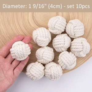 Macraméknoopset van 4 cm, 10-delig, tafeldecor, apenvuistknoop, tafelkaarthouder, strandfeestbedankje, bruiloftsdecor, woondecoratie / ø 4 cm = 1 9/16"