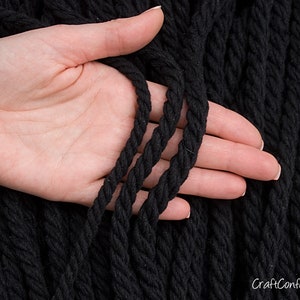 8mm Black cotton rope 10yds, Black cotton twisted rope, Cotton twisted rope, Home decor rope, Macrame rope / 30ft 10yd 9m image 6