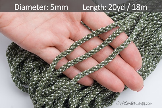Green cotton rope 5mm. Decorative rope. Khaki cotton cord. | Etsy