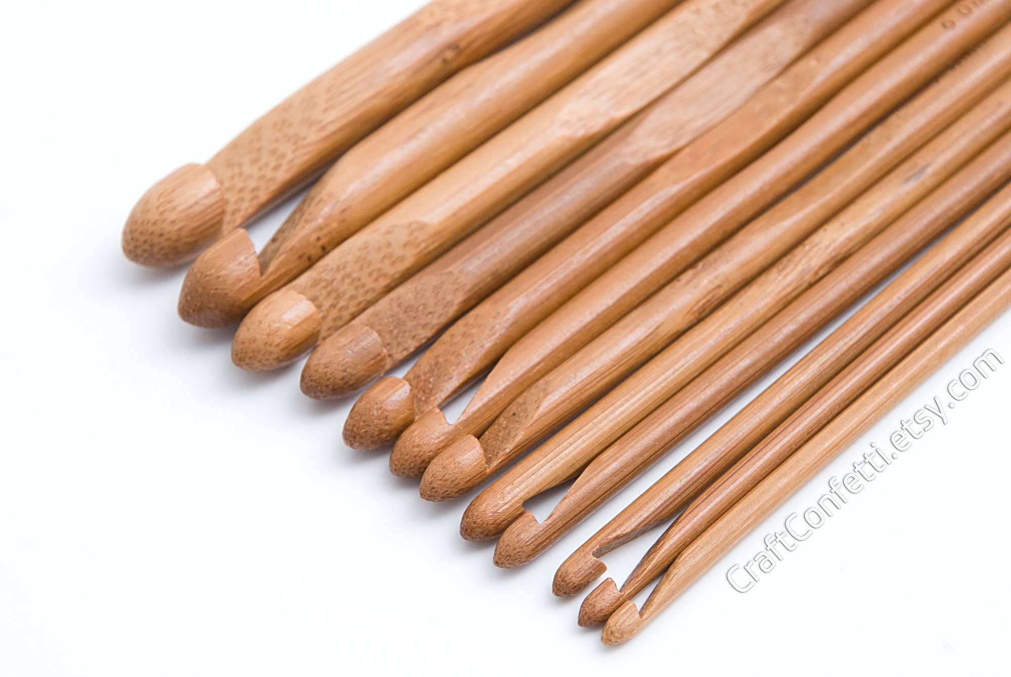 Wooden Crochet Hook Set of 12 Pcs Bamboo Crochet Hooks Inline Etsy
