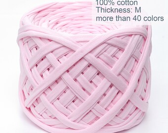 Baby pink t-shirt yarn 10mtrs. Pure cotton yarn for crochet crafting projects, carpets. Chunky spaghetti yarn  7-9mm / 705PE / 11 yards