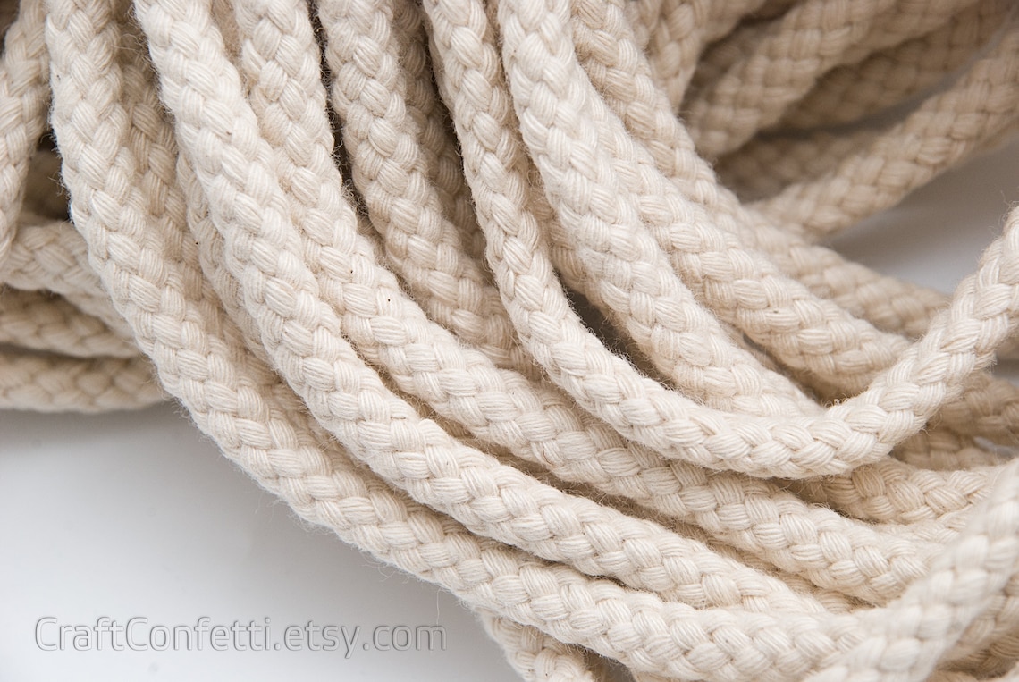 Ivory Cotton Rope 7mm. Macrame Braided Cord Accessories. | Etsy