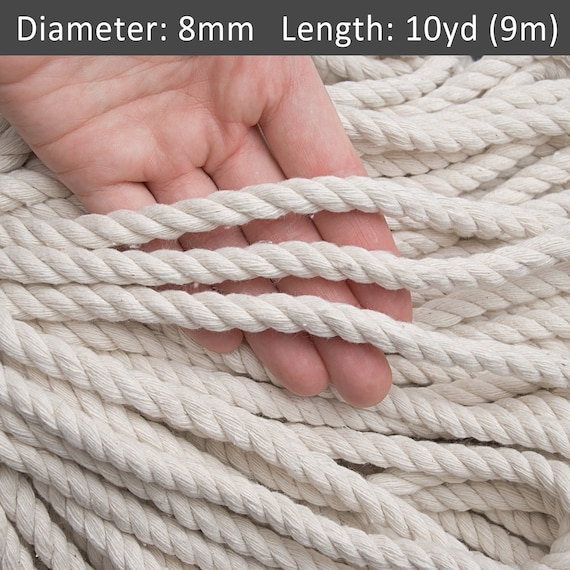 Twisted Cotton Rope 8mm, Beige Planthanger Rope, Nautical Decor. Natural  Color Cotton Cord. Macrame Cord. Decoration Rope / 30ft 10yd 9m 