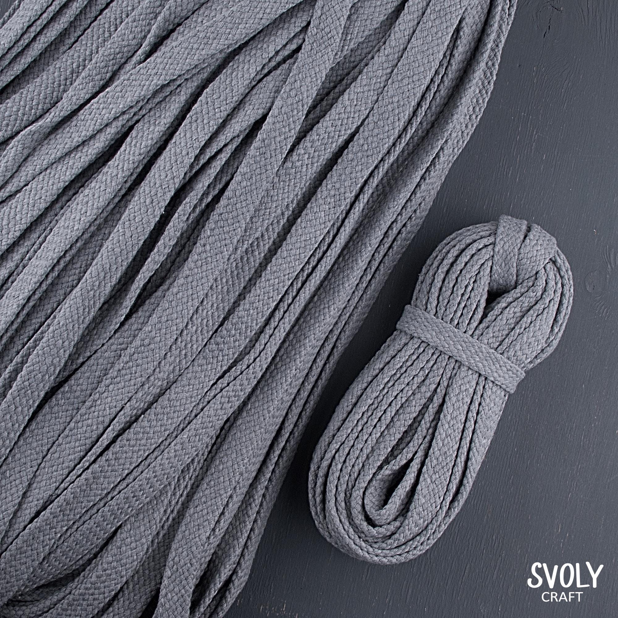 Gray Flat Cotton Braided Rope, 17mm Soft Cord for Macrame, Crafting,…