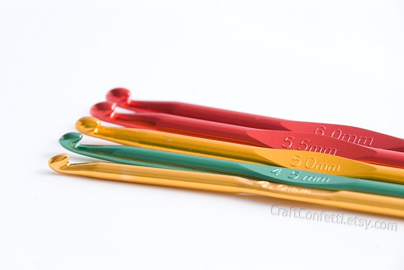 Bulky yarn needles Aluminum hook Metal handle crochet hooks Crochet tools supplies 5pcs Small size hooks set 4-6mm Crochet accessory