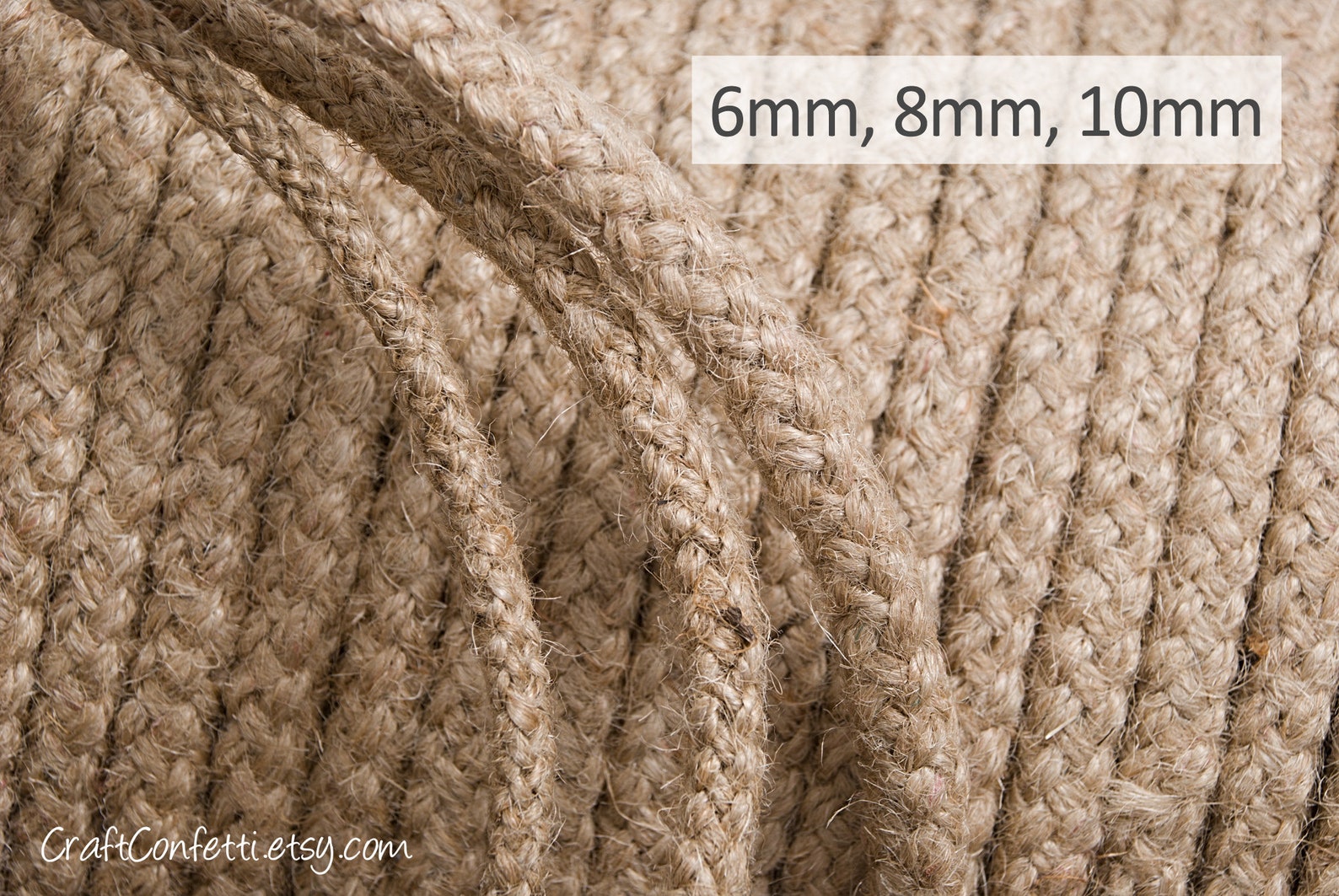 6mm Braided Jute Cord, Burlap Jute Rope, Plain Twine, Macrame Home