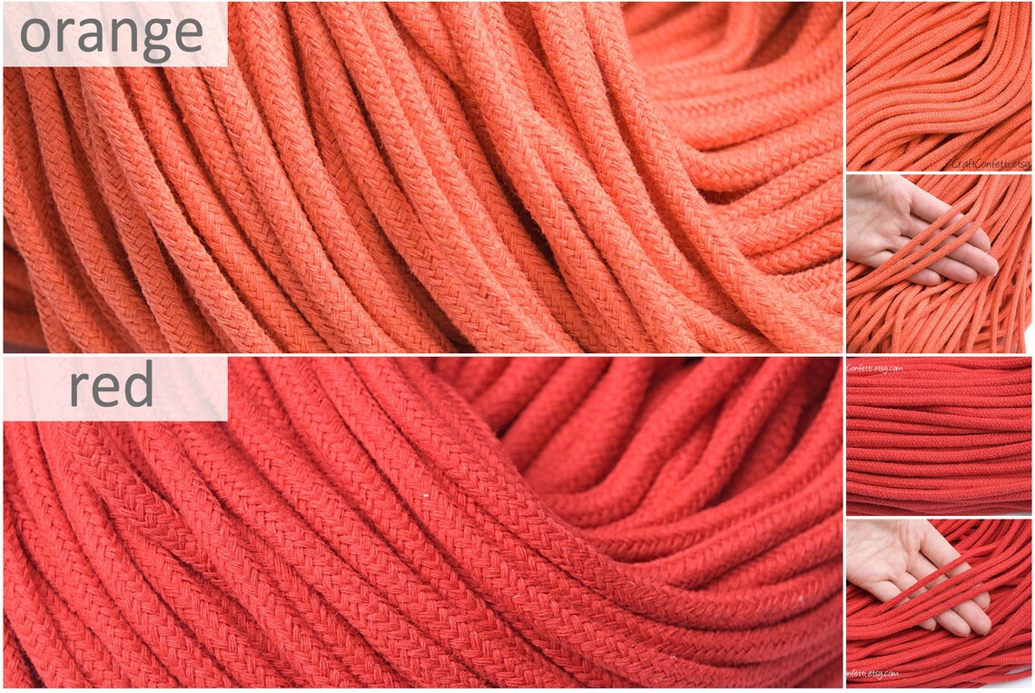 5mm Orange Braided Cord 10yds Craft Cotton Cord by the Yard - Etsy