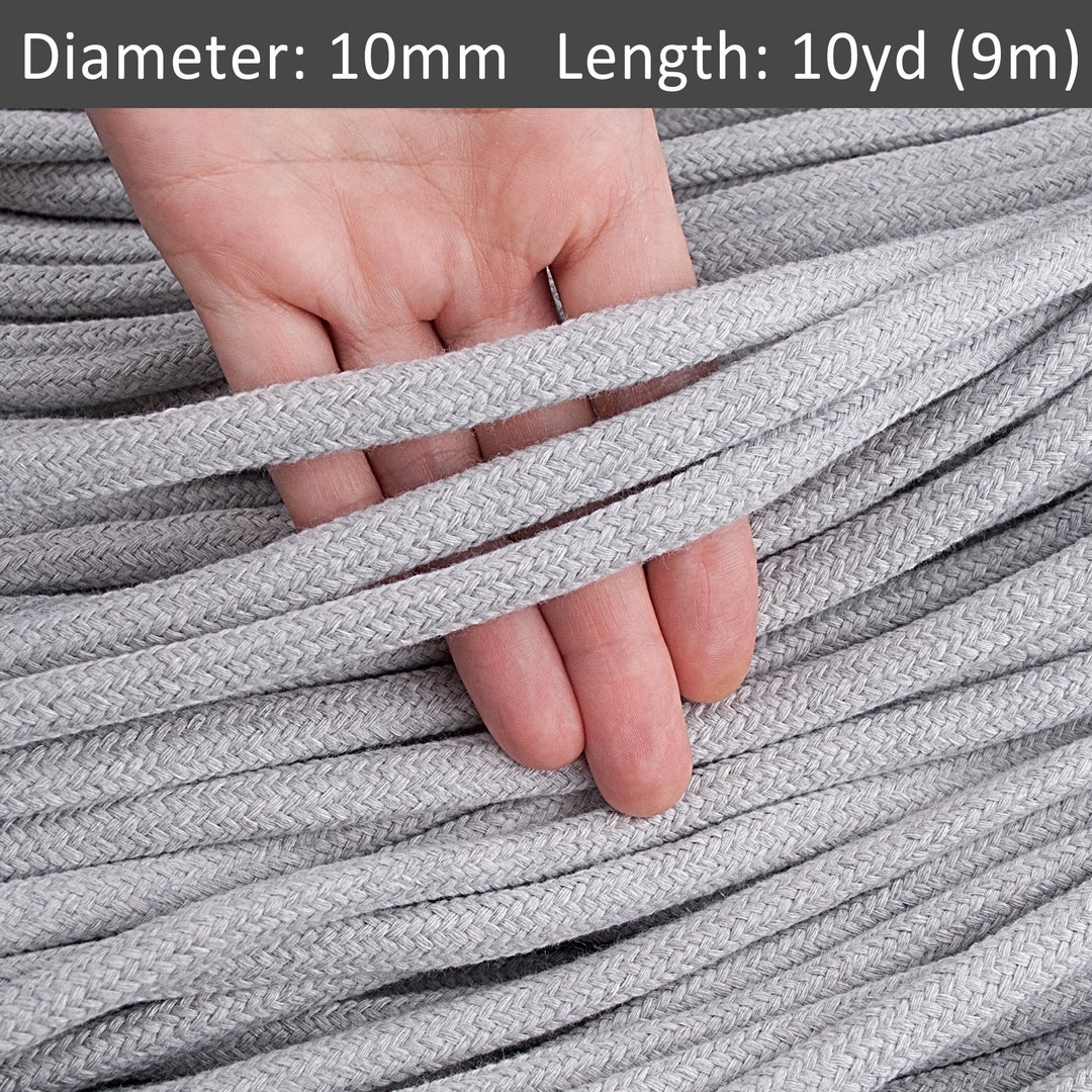 10mm Light Gray Braided Rope 30ft, Thick Cotton Rope for Craft, Home ...