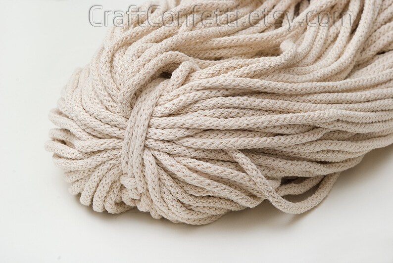 Black crochet cord 6mm. Cotton braided cord. Natural soft Etsy