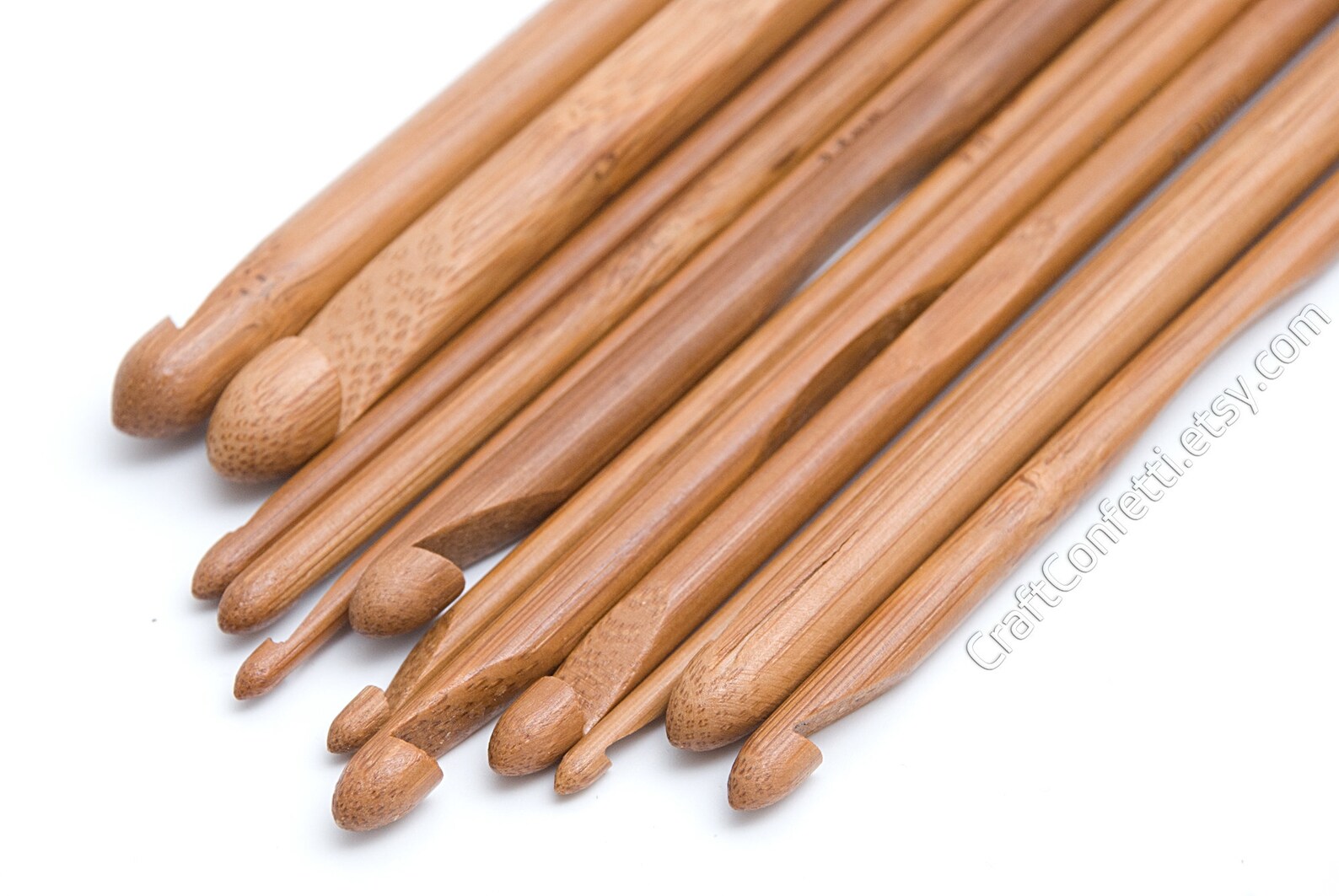 Wooden Crochet Hook Set of 12 Pcs Bamboo Crochet Hooks Inline Etsy