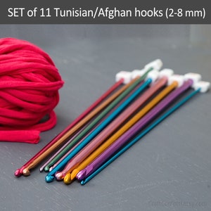 Tunisian Crochet Hook Set Includes X11 Long Hooks Sizes: 2mm-8mm, Aluminum, Afghan  Hooks, Afghan Crochet Hook 