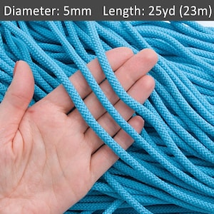 5mm Blue macrame cord 25yds, Macrame cord for crafting, Weaving polyester rope, Home decor cord, Craft supplies / 25yds