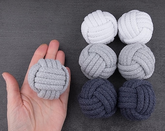 Cotton Monkey Fist Knots, 6 cm Decorative Rope Balls, Set of 2 or 6