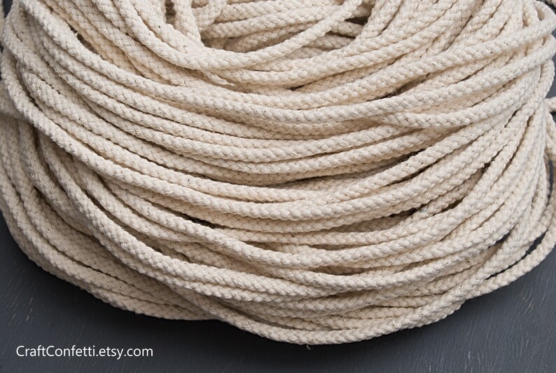 5mm Ivory Macrame Cord 30ft Natural Color Braided Cord 100% - Etsy