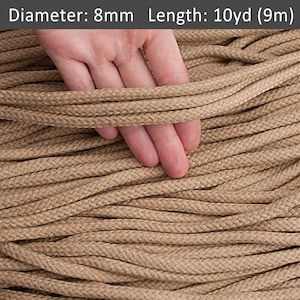 Cuerda de algodón de cacahuete de 8 mm, cordón para manualidades, macramé, decoración de pared, cordón trenzado, accesorios para bolsos, proyectos de manualidades / 9 m