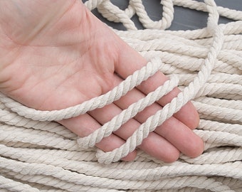 6mm Beige cotton rope 10yds. Natural cotton twisted rope for Macrame, craft supplies, Decoration, wall hangings / 30ft = 10yds = 9m