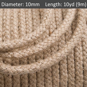 10mm Braided jute rope, Burlap jute rope, Natural jute rope, Wall hanging home decor, Rustic Decorative pet toys craft / 30ft = 10yd = 9m