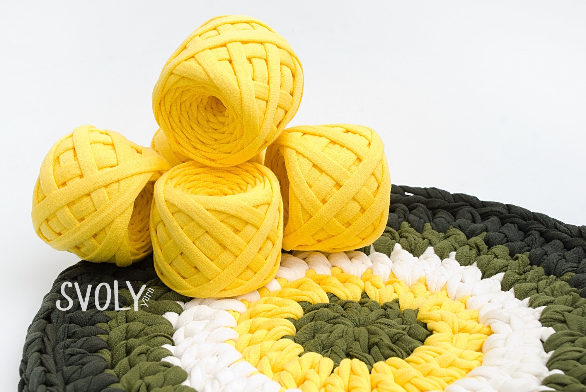 Sunny yellow Tshirt yarn Crochet fabric yarn Cotton textile Etsy