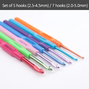 Crochet hook set 2-5mm, Ergonomic crochet hooks, Crochet gift, Crochet supplies and tools, Сrochet accessories gift
